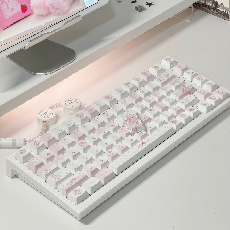 Keycap แกะน้อยสีชมพูและขาว สำหรับเด็กหญิง